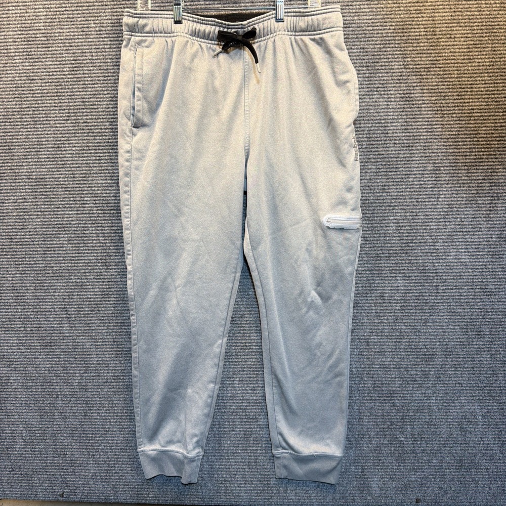 Reebok Sweatpants Mens Sz LARGE Tapered Jogger Pockets Drawstring Gray